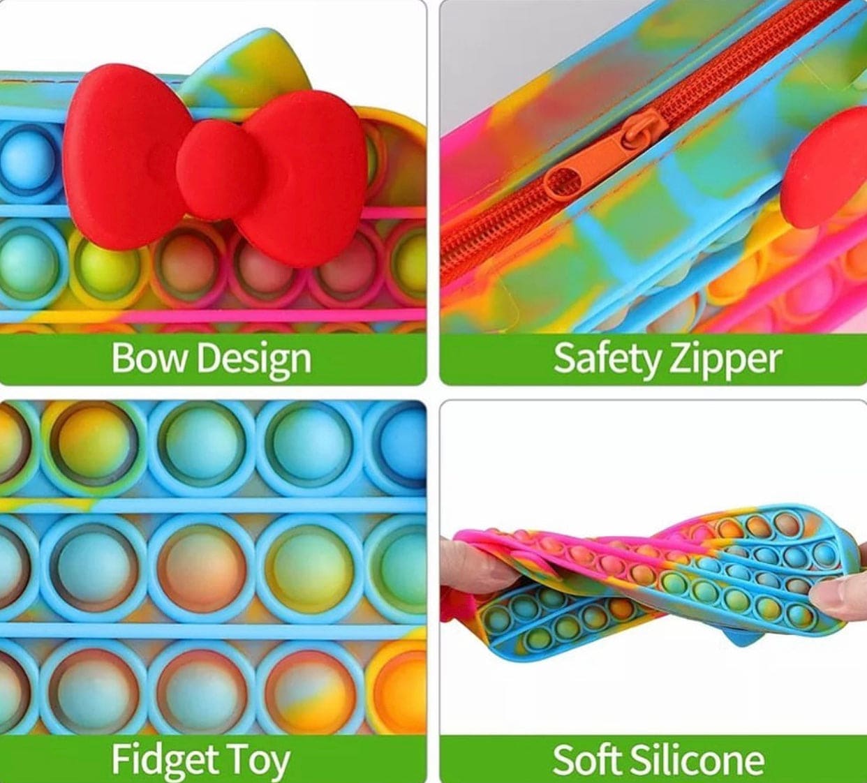Pop Pencil Case For School Stationary, Silicone Bubble Toy Stationery Storage Bag, Silicon Sensory Stress Relieve Game Pop Pencil Case For School Stationary, Silicone Bubble Toy Stationery Storage Bag, Silicon Sensory Stress Relieve Game